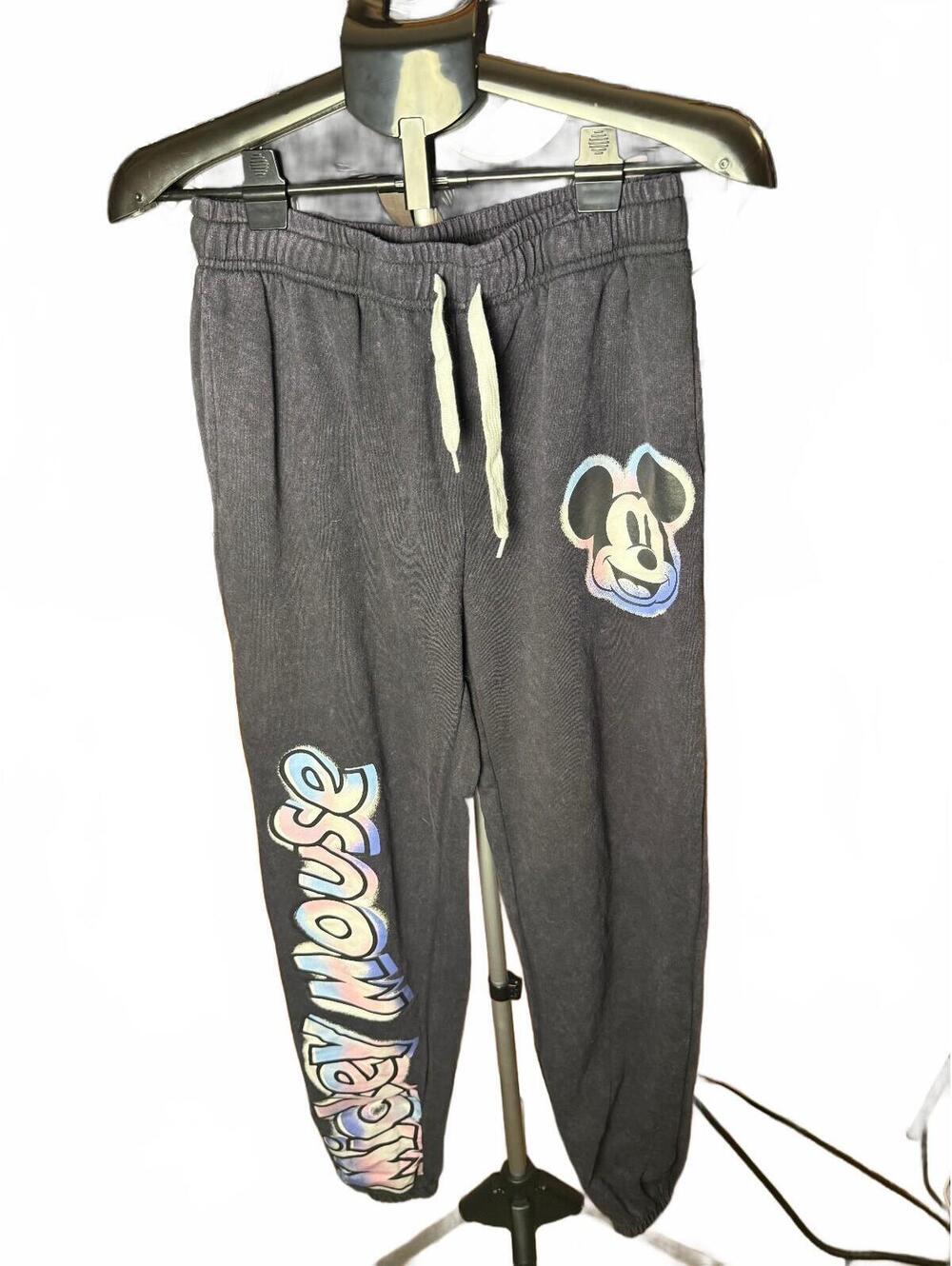 Disney Mickey Mouse Gray Jogger Sweatpants with Drawstring sz S